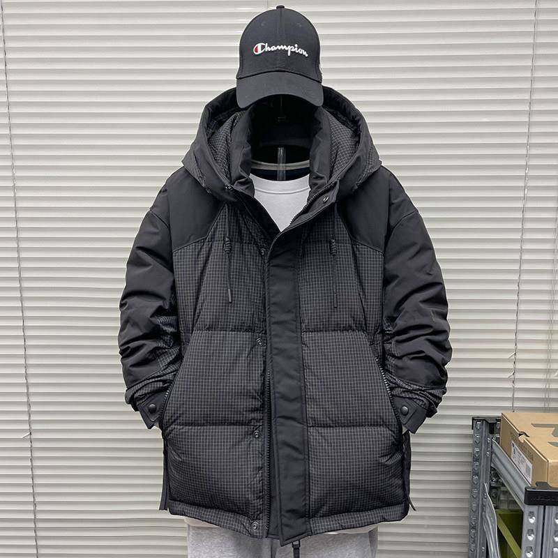 羽绒服男士秋冬季宽松连帽拼接派克服短款轻薄加厚保暖休闲外套潮,淘宝优惠券,粉丝福利购,淘宝优惠卷