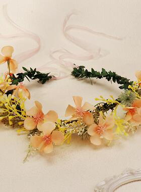 森系甜美仿真花环头饰春夏唯美