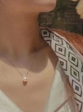 热销经典珍珠吊坠~王妃款9-10mm淡水珍珠正圆强光925银送银链证书