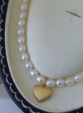 爱丽丝~14K注金天然淡水米形珍珠4-5mm巴洛克异形珍珠项链锁骨链