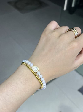 水沫玉葫芦手链~天然淡水6mm左右极光正圆微瑕小米珠手链送礼