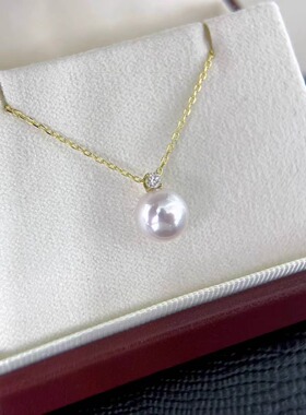 小而美海水戴妃~超精致8-8.5mm海水AKOYA 珍珠吊坠18K金礼物淑女
