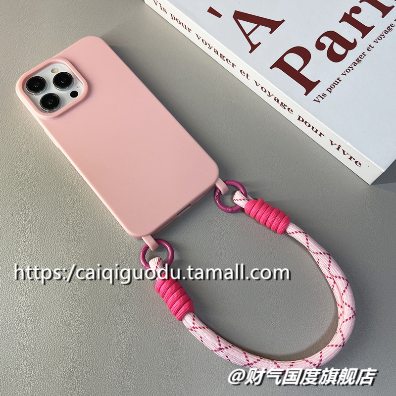 适用苹果15手机壳带手绳14简约高级感13promax手腕挂绳保护套12超薄iPhone15plus防摔11大孔全包创意个性男女 - 图3
