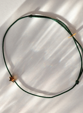 法式小众镀金星星雾霭蓝绿色手链