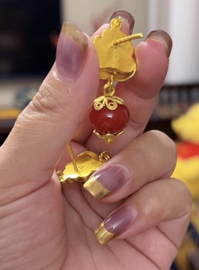 藏式尼泊尔亚克力耳饰 红色耳环,时尚饰品民族风新中式耳钩