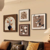 High-end mid-century style living room decoration painting sofa background wall abstract art mural French retro combination hanging painting