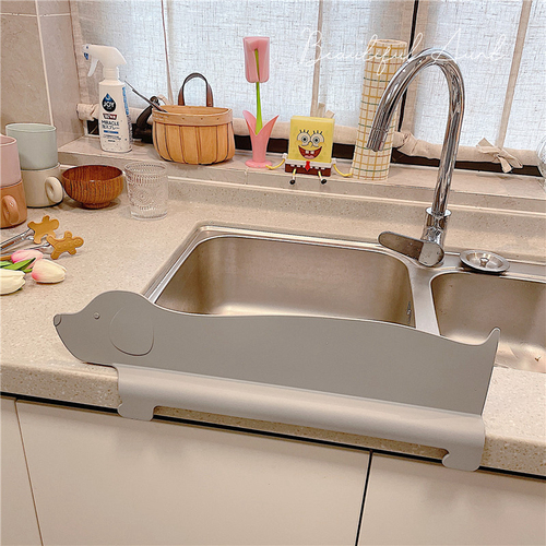 可爱北极熊水槽挡水板厨房洗菜盆洗碗水池防溅水板硅胶吸盘式挡水