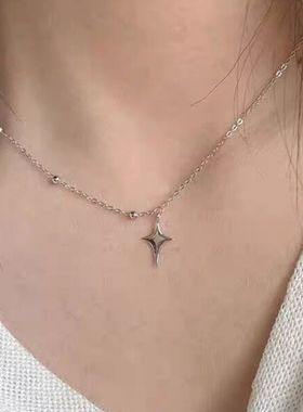 新款星芒项链女吊坠简约毛衣链小众冷淡风气质锁骨链