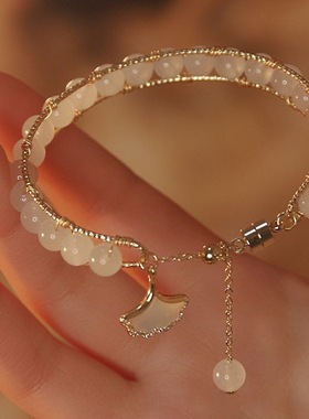 新中式叶手镯轻奢串珠手链