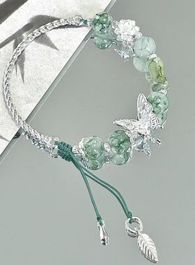 中式古风绿色竹节串珠清冷手链复古手饰手串小众设计高级