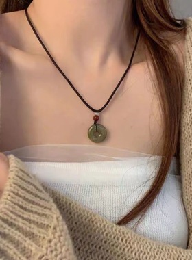 新中式平安扣吊坠编织绳项链女