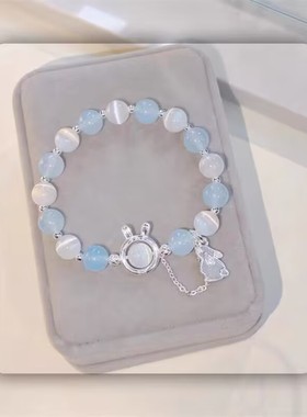 玻璃材兔子手链小众设计新款