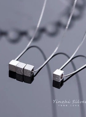 项链上新简约清新手工素几何方块