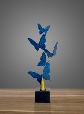 优邸蝴蝶铜摆件中式手工客厅