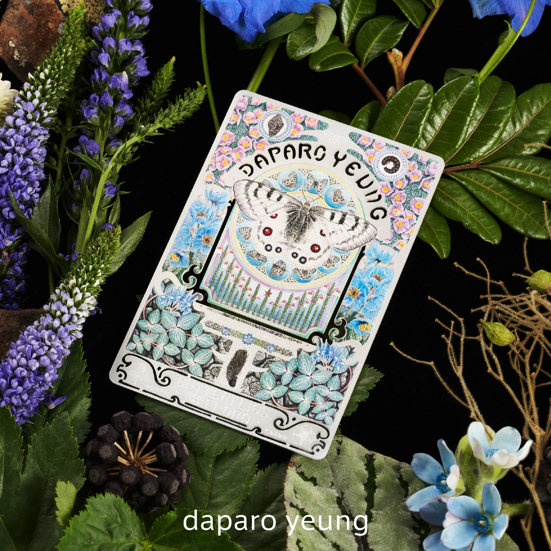 Daparo yeung daparo silk butterfly purple pansy butterfly plant metal bookmark exquisite stationery gift for best friends