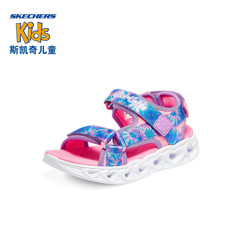 skechers斯凯奇童鞋夏季女童闪灯鞋凉鞋运动沙滩鞋302160L-图2