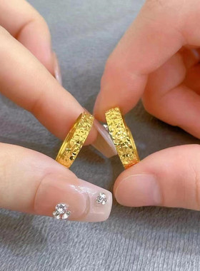 金包银碎冰冰戒指男女款时尚爆闪碎金满天星素圈指环情侣对戒尾戒