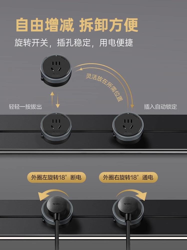公牛轨道插座可移动电源厨房感应灯带家用滑轨插座官方旗舰店官网 - 图2