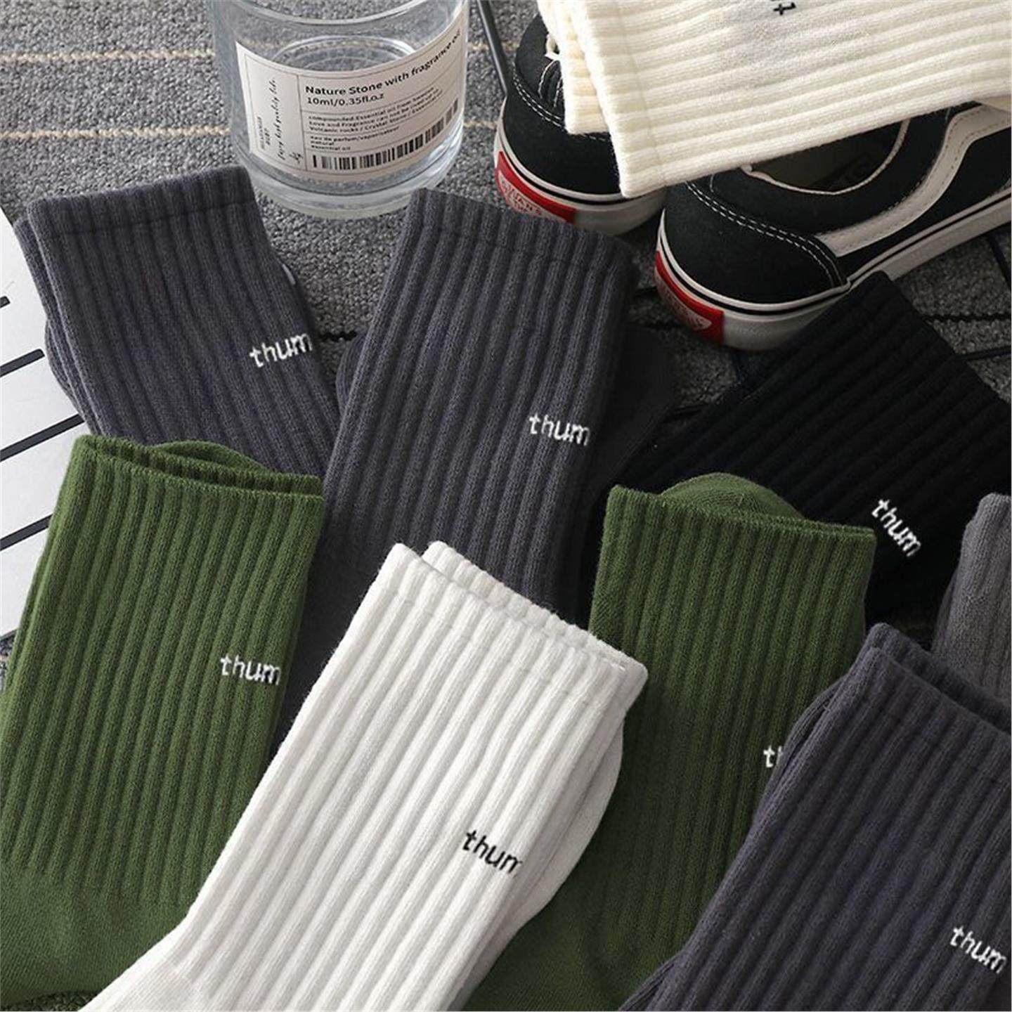 40双四季百搭袜子中筒吸汗防臭运动男女款纯色不起球情侣长滑雪袜 - 图3