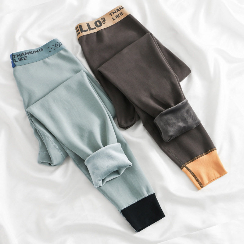 男士加绒加厚保暖裤冬季打底裤防寒秋裤男青少年简约绒裤棉裤毛裤