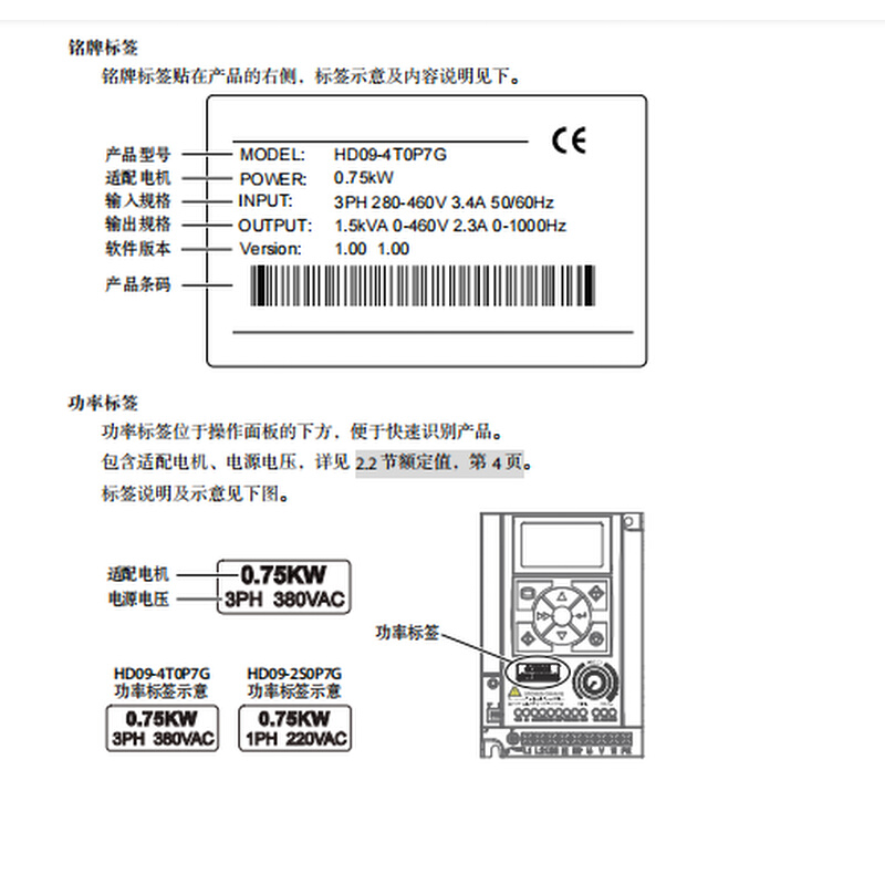 全新原装变频器 HD09-4T0P7G-S HD09-2S0P7G/1P5G/2P2G-图2