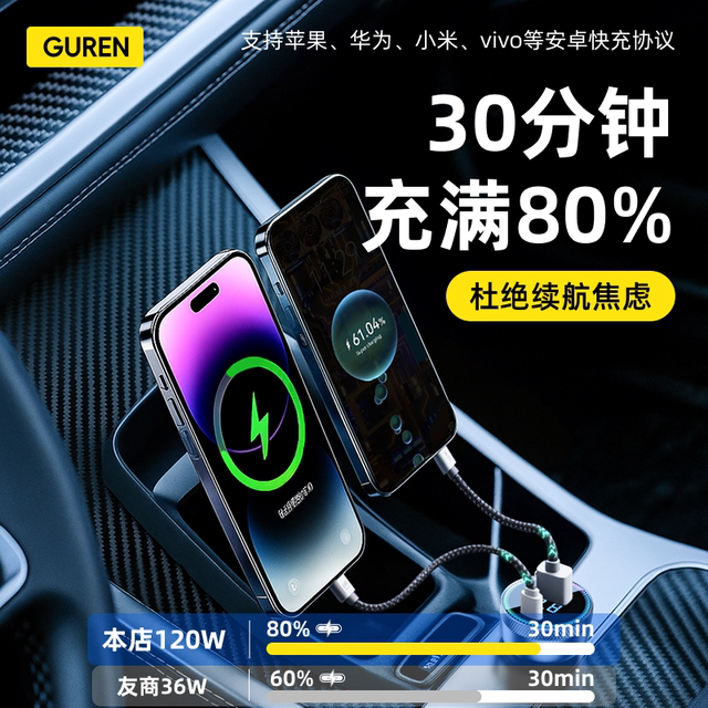 Dedicated 120W super fast charging car charger