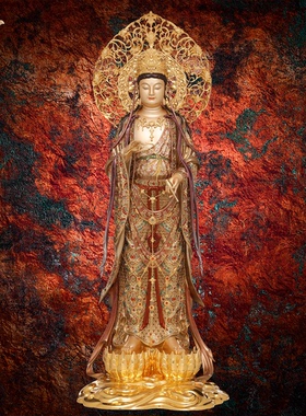 东来紫重工宝相观世音菩萨供奉南海普陀山观音全铜像东来西方三圣