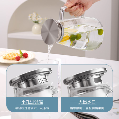 乐唯诗冷水壶高硼硅玻璃耐热高温防爆扎壶大容量凉白开水壶凉水杯 - 图2