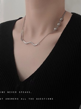 美式双层叠戴项链轻奢小众设计感