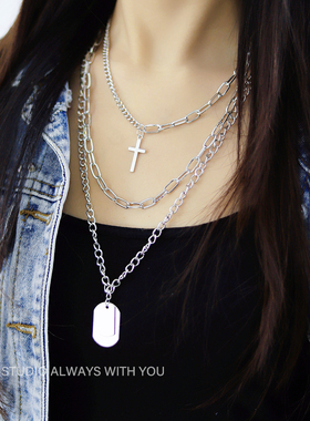 欧美风十字架项链ins嘻哈配饰