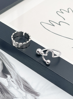 CRIVLA小花涂鸦嘻哈戒指女几何ins风韩版小众设计感时尚个性高级