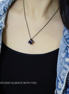 幸运骰子日韩风复古ins挂饰项链