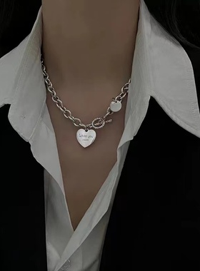 crivla钛钢短款爱心女ins项链