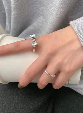 蝴蝶结开口食指戒指小众设计感