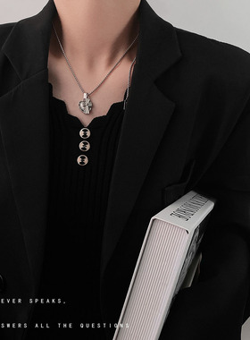 爱心十字架钛钢小众设计百搭吊坠