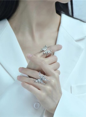 CRIVLA液态金属蝴蝶戒指男女小众设计高级感轻奢网红冷淡风潮指环