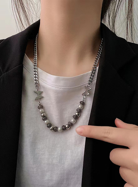 ins蝴蝶拼接甜酷卫衣反光珍珠