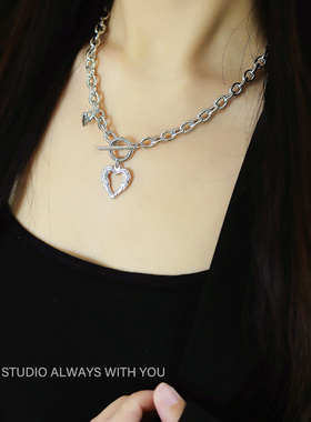 欧美风爱心钛钢小众设计感项链