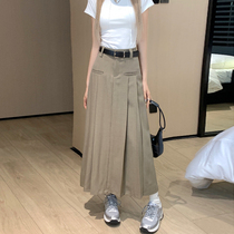 RNBN New Pure Color Casual Pocket Half Body Dress Woman High Waist Display Slim Fit a long dress in a long dresses