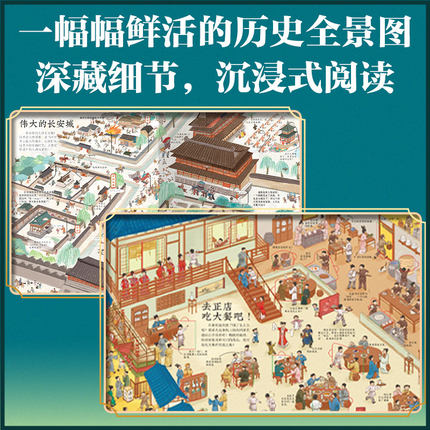 一眼千年趣味历史翻翻书去唐朝去宋朝3D立体翻翻书新年礼物益智游戏故事书籍大开本儿童科普翻翻3-6-8-10岁宝宝小学生课外阅读拉