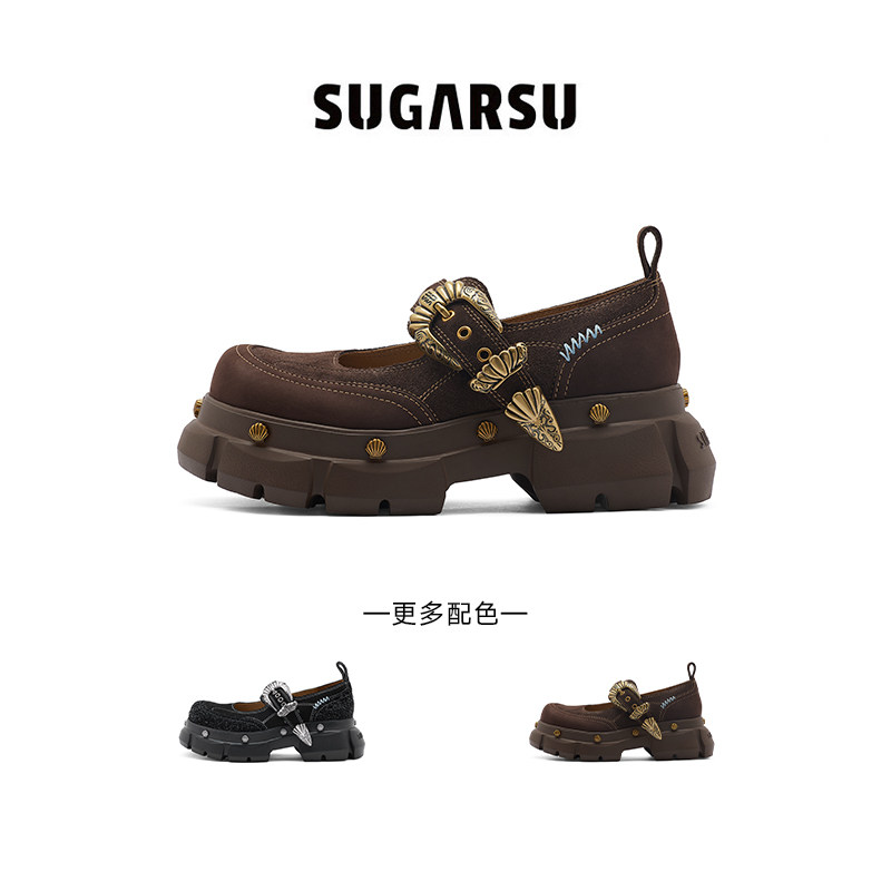 SUGARSU酥履 秋季游牧复古时装搭扣休闲厚底增高玛丽珍鞋女,淘宝优惠券,粉丝福利购,淘宝优惠卷