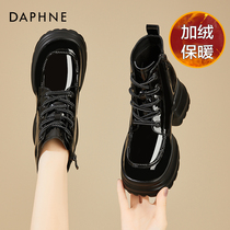 Daphne Daphne heightening 6 5CM ~ Martin boots female autumn winter new gush cotton boot thick bottom black short boot