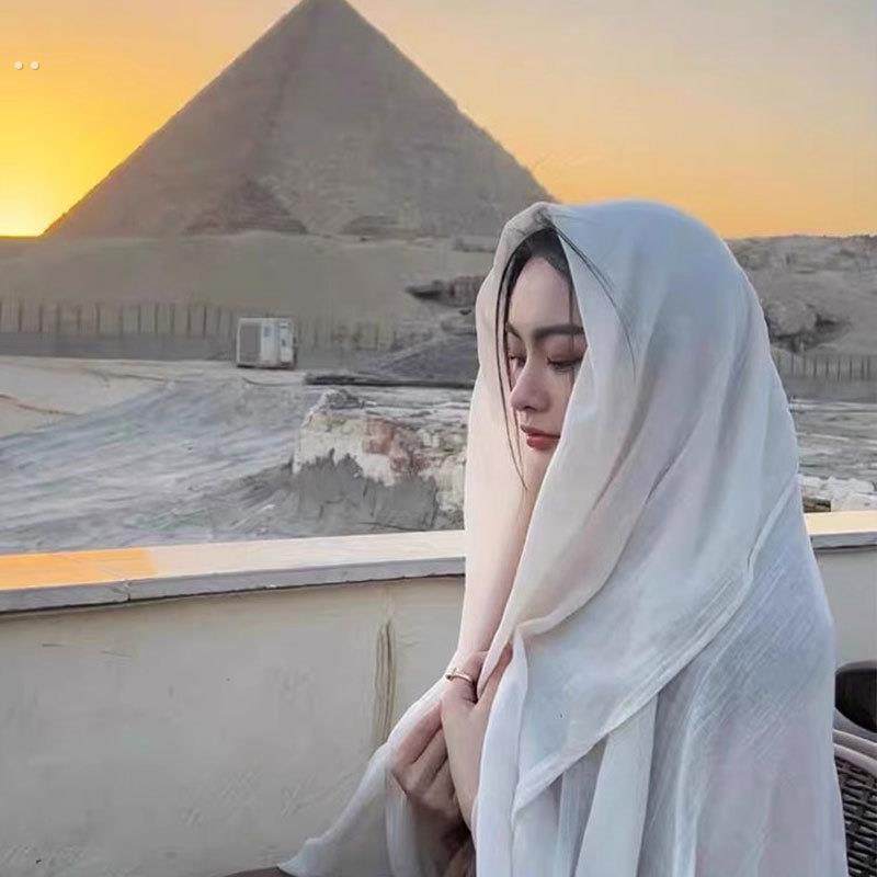 超大防晒丝巾迪拜清真寺沙漠旅游拍照头巾棉麻民族风披肩围巾女,淘宝优惠券,粉丝福利购,淘宝优惠卷