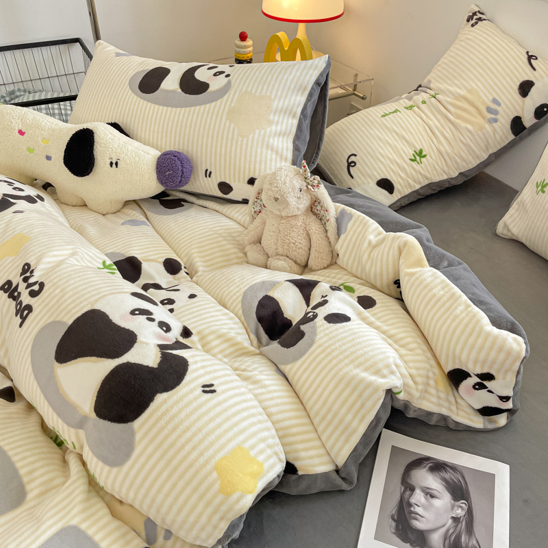 冬季加厚牛奶绒四件套双面加绒保暖法兰绒被套床单宿舍学生三件套,淘宝优惠券,粉丝福利购,淘宝优惠卷