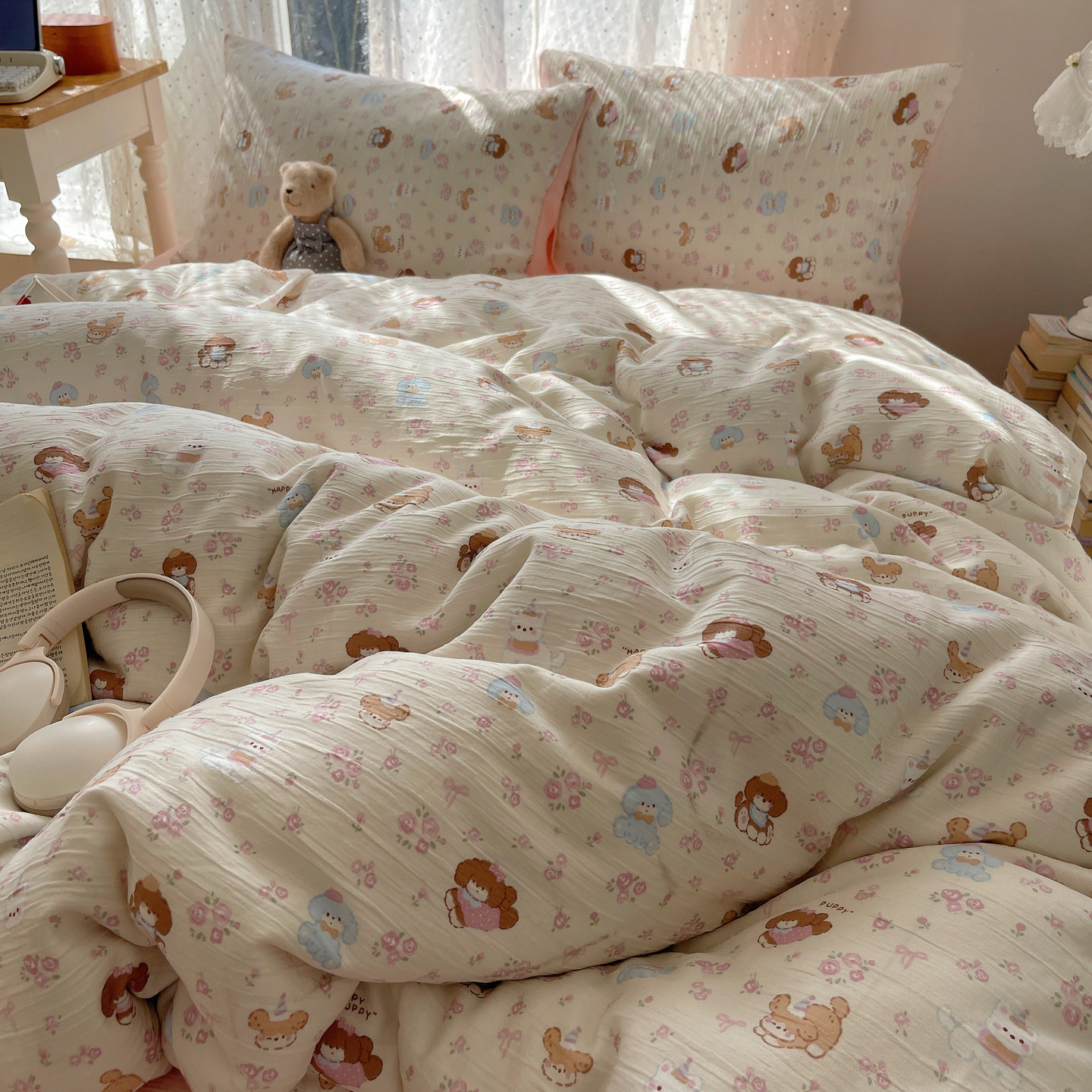 秋冬加厚全棉四件套三层纱被套床单被罩床笠学生宿舍纯棉三件套件,淘宝优惠券,粉丝福利购,淘宝优惠卷