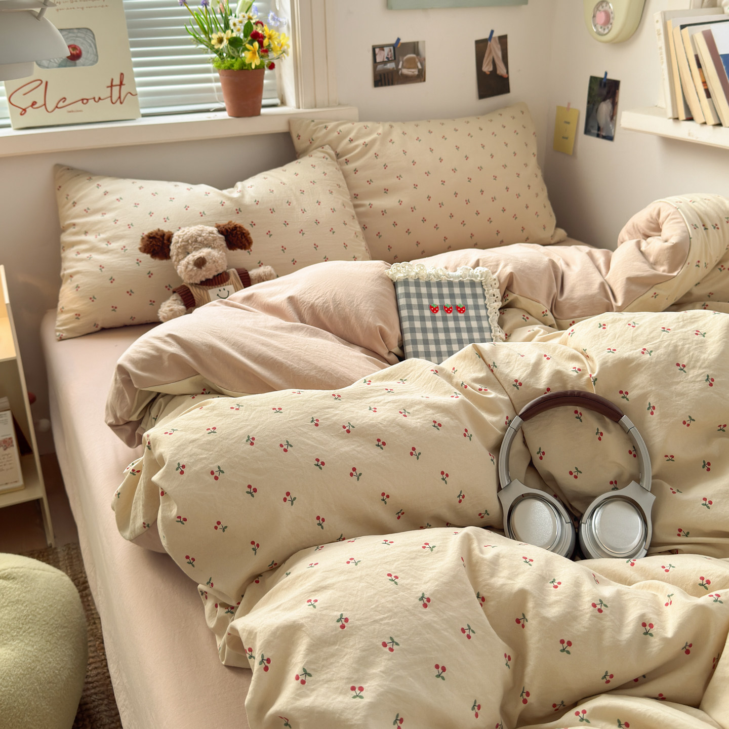 A类四件套全棉被套床单加厚纯棉被罩床笠床上用品学生宿舍三件套4