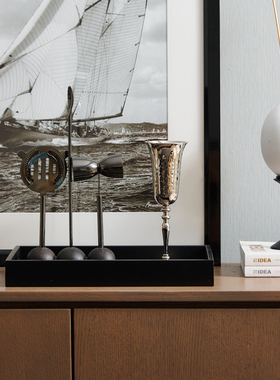 银色高脚酒杯状花器花瓶装饰摆件