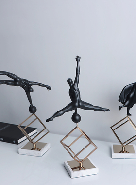 现代简约金属体操人物装饰品摆件