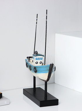 复古怀旧客厅树脂帆船工艺品摆件