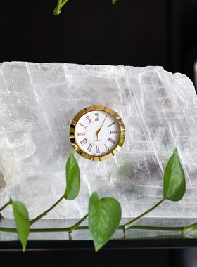 桌面天然水晶石时钟摆件装饰品